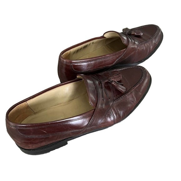 JOHNSTON & MURPHY Made in Italy Cellini Leather Tassel Loafer Cordovan Size 11 - Picture 2 of 7